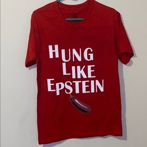 Hung like Epstein Eggplant V-Neck Shirt S Small